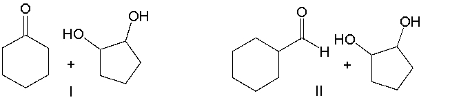 Which one of the following pairs of compounds will yield the following product in the presence of sulfuric acid?         A)  I B)  II C)  III D)  IV E)  V