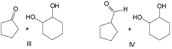 Which one of the following pairs of compounds will yield the following product in the presence of sulfuric acid?         A)  I B)  II C)  III D)  IV E)  V