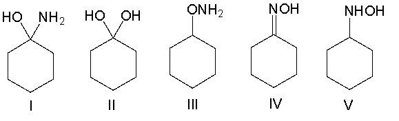 Predict the product for the following reaction.     A)  I B)  II C)  III D)  IV E)  V