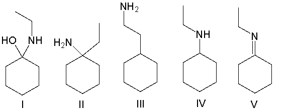 Predict the product for the following reaction.     A)  I B)  II C)  III D)  IV E)  V