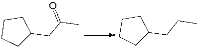 Which of the following reagent(s)  could not be used to carry out the following transformation?   A)  Zn(Hg) , HCl B)  LiAlH<sub>4</sub>, ether C)  HSCH<sub>2</sub>CH<sub>2</sub>SH, BF<sub>3</sub>; then Raney Ni (H<sub>2</sub>)  D)    