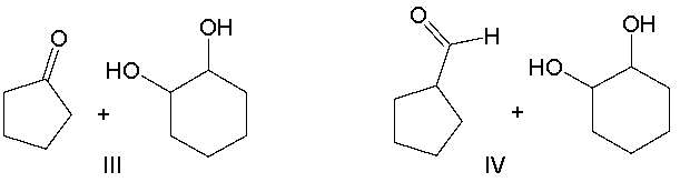Predict the product(s)  for the following reaction.         A)  I B)  II C)  III D)  IV E)  V