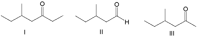 Which one of the following compounds gives 5-methyl-3-heptanol with LiAlH<sub>4 </sub>followed by water?     A)  I B)  II C)  III D)  IV E)  V