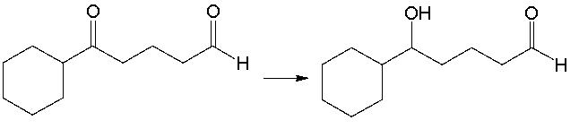 Provide the reagents necessary to carry out the following conversion.   A)  NaBH<sub>4</sub>/CH<sub>3</sub>OH B)  1. HOCH<sub>2</sub>CH<sub>2</sub>OH/H<sub>2</sub>SO<sub>4</sub> 2)  NaBH<sub>4</sub>/CH<sub>3</sub>OH 3)  H<sub>3</sub>O<sup>+</sup>,  \Delta  C)  1. HOCH<sub>2</sub>CH<sub>2</sub>OH/H<sub>2</sub>SO<sub>4, </sub> <sub> </sub>2. LiAlH<sub>4</sub>/ether 3)  NaOH, H<sub>2</sub>O D)  H<sub>3</sub>O<sup>+</sup> E)  none of the above  
