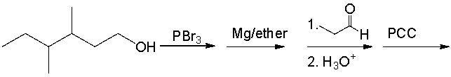 Predict the product for the following reaction sequence.   A)  6,7-dimethyl-3-nonanol B)  6,7-dimethyl-3-nonanone C)  6,7-dimethyl-3-nonanal D)  3,4-dimethyl-7-nonanol E)  3,4-dimethyl-7-nonanone