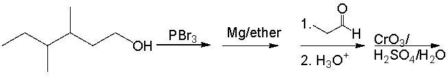 Predict the product for the following reaction sequence.   A)  6,7-dimethyl-3-nonanol B)  6,7-dimethyl-3-nonanone C)  6,7-dimethyl-3-nonanal D)  3,4-dimethyl-7-nonanol E)  3,4-dimethyl-7-nonanone