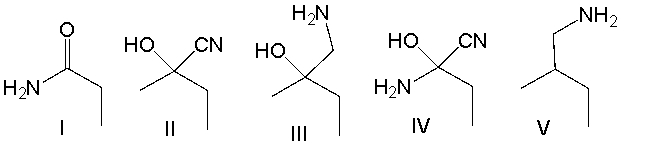 Predict the product of the following reaction sequence,     A)  I B)  II C)  III D)  IV E)  V