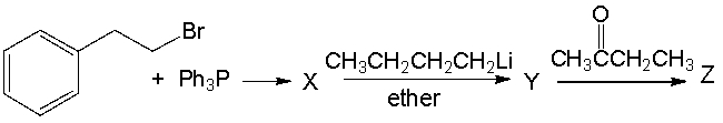 Provide the structures of X, Y and Z in the following reaction sequence.  