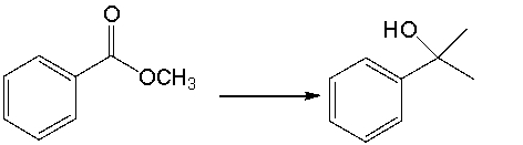 Provide the reagents necessary to carry out the following conversion.   A)  1. (CH<sub>3</sub>) <sub>2</sub>CuLi 2)  H<sub>2</sub>O B)  1. excess DIBAH 2)  H<sub>2</sub>O C)  1. excess CH<sub>3</sub>MgBr 2)  H<sub>2</sub>O D)  Both A and C