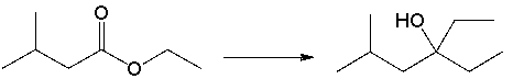 Using ethyl 3-methylbutanoate as your only source of carbon and using any other reagents necessary, propose a stepwise synthesis for the following conversion.  
