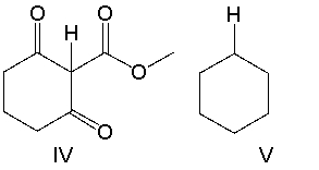 Which one of the following indicated hydrogens is most acidic?     A)  I B)  II C)  III D)  IV E)  V