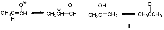 Which of the following is (are)  a keto-enol tautomeric pair(s) ?     A)  I B)  II C)  III D)  I and II E)  I and III