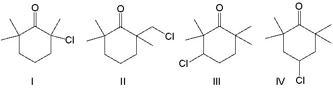 Predict the major product for the following reaction.     A)  I B)  II C)  III D)  IV E)  none of these
