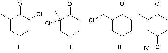 Predict the major product for the following reaction.     A)  I B)  II C)  III D)  IV E)  none of these