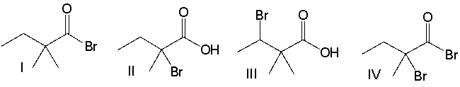 Predict the major product for the following reaction.     A)  I B)  II C)  III D)  IV E)  none of these