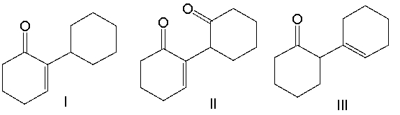 Predict the product when cyclohexanone reacts with aqueous sodium hydroxide at 100<sup>°</sup>C.     A)  I B)  II C)  III D)  IV E)  V
