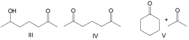 Provide the reactant(s)  that would give the following possible aldol condensation product.       A)  I B)  II C)  III D)  IV E)  V
