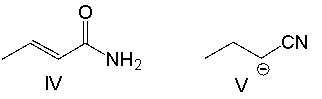 Which one of the following is the most reactive Michael acceptor?     A)  I B)  II C)  III D)  IV E)  V