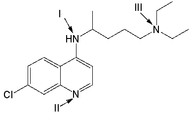 <strong>Chloroquine is used as an antimalarial drug. Rank the three nitrogen atoms in decreasing (strongest to weakest) order of basicity.  </strong> A) III > I > II B) I > III > II C) II > I > III D) I > II > III E) III > II > I <div style=padding-top: 35px> 