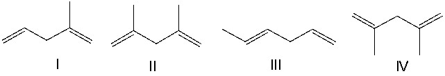 Predict the major product for the following reaction.     A)  I B)  II C)  III D)  IV E)  I and III
