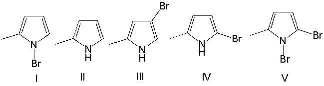 Predict the major product for the following reaction.       A)  I B)  II C)  III D)  IV E)  V