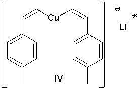 Which of the following Gilman reagents could be used with a vinyl halide to afford the (E,E) -diene shown below? Select all that apply.         A)  I B)  II C)  III D)  IV E)  II and III