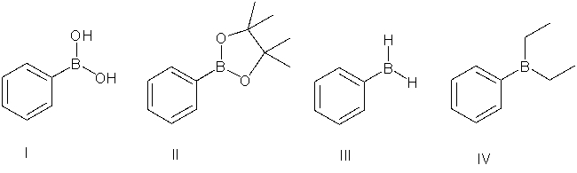 Which of the following is a boronic ester?   A)  I B)  II C)  III D)  IV
