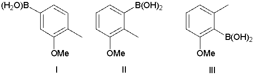 Which two reagents can be coupled in a Suzuki reaction to form the product listed below.      
