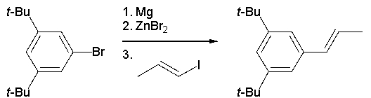 The reaction below is an example of the __________.   A)  Stille coupling B)  Suzuki coupling C)  Negishi coupling D)  Heck reaction