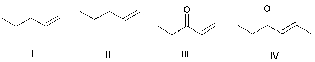 Which of the following alkenes is most reactive in the Heck reaction?   A)  I B)  II C)  III D)  IV