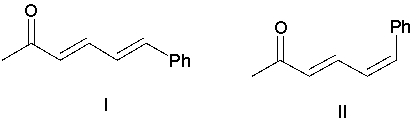 Which of the following dienes could not be formed as the major organic product in a Heck reaction with methyl vinyl ketone as the reactant alkene?     A)  I B)  II C)  III D)  IV