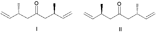What diene is the reactant in the following ring-closing metathesis reaction?       A)  I B)  II C)  III