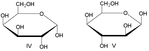  What is the correct Haworth projection for  \alpha -D-glucopyranose?       A)  I B)  II C)  III D)  IV E)  V 