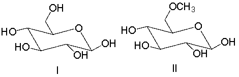 Which of the following compound(s)  is a glycoside?     A)  I B)  II C)  II and III D)  III and IV E)  II, III and IV