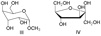 Which one of the following compounds is a non-reducing sugar?     A)  I B)  II C)  III D)  IV E)  none of these