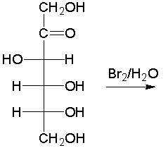 Predict the product(s)  for the following reaction.     A)  I B)  II C)  III D)  IV E)  D-fructose is not oxidized by bromine water.