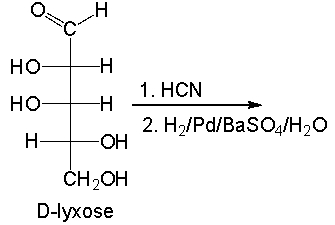 Predict the product(s)  for the following Kiliani-Fischer synthesis.   A)  D-ribose and D-arabinose B)  D-glucose and D-galactose C)  D-altrose and D-mannose D)  D-galactose and D-talose E)  D-gulose and D-iodose