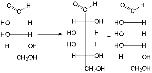 Provide the reagents necessary to carry out the following Kiliani-Fischer synthesis.   A)  1. HCN 2)  H<sub>2</sub>/Pd/BaSO<sub>4</sub>/H<sub>2</sub>O B)  1. NaBH<sub>4</sub>/H<sub>2</sub>O 2)  CH<sub>3</sub>OH/HCl C)  excess CH<sub>3</sub>I/Ag<sub>2</sub>O D)  1. NH<sub>2</sub>OH 2)  acetic anhydride 3)  NaOCH<sub>3</sub> E)  1. Br<sub>2</sub>/H<sub>2</sub>O 2)  NaBH<sub>4</sub>/H<sub>2</sub>O