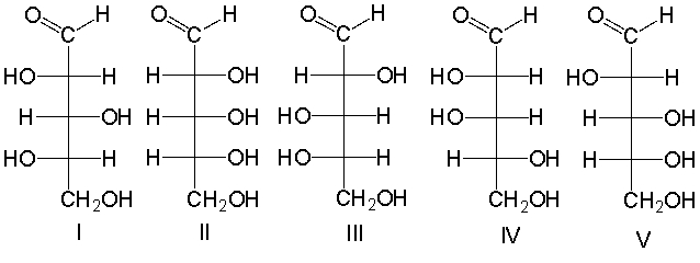 Predict the product(s)  for the following Wohl degradation.     A)  I B)  II C)  III D)  IV E)  V