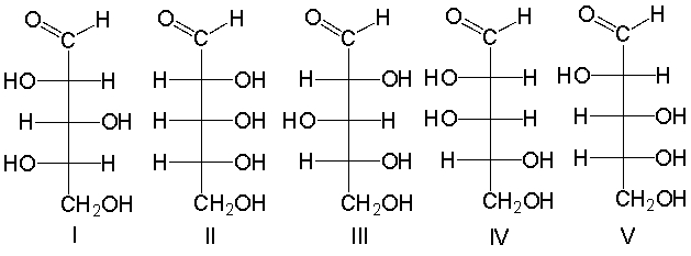Predict the product(s)  for the following Wohl degradation.     A)  I B)  II C)  III D)  IV E)  V