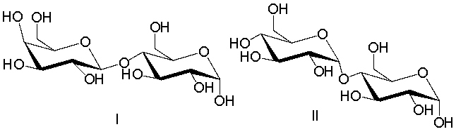  Which one of the following is a correct structure for  \alpha -maltose?     A)  I B)  II C)  III D)  IV E)  none of these 