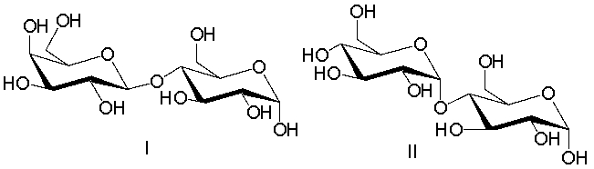 Which one of the following is a correct structure for sucrose?     A)  I B)  II C)  III D)  IV E)  none of these