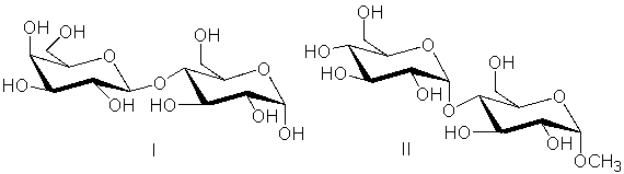 Which of the following disaccharides is a reducing sugar?     A)  I B)  II C)  III D)  IV E)  none of these