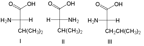 Which of the following is a correct structure for D-leucine?     A)  I B)  II C)  III D)  IV E)  V