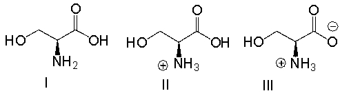 Which of the following is the predominant form of serine at physiological pH?     A)  I B)  II C)  III D)  IV E)  V