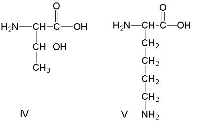 Which of the following amino acids have a pI around pH 3?     A)  I B)  II C)  III D)  IV E)  V