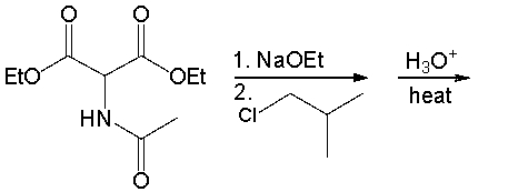 Provide the structure of the amino acid produced from the following reaction sequence.  