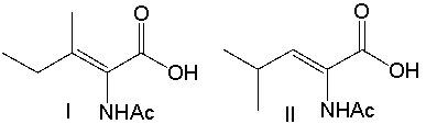 Which of the following alkenes is used to prepare isoleucine using an asymmetric catalytic hydrogenation reaction?       A)  I B)  II C)  III D)  IV E)  none of these