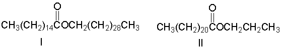 Which of the following is a structure of a wax?       A)  I B)  II C)  III D)  IV E)  V