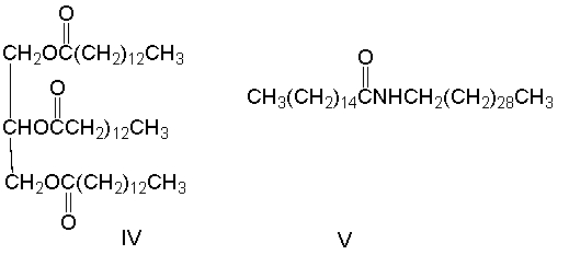 Which of the following is a structure of a wax?       A)  I B)  II C)  III D)  IV E)  V